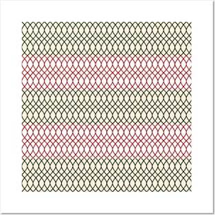 Geometric green red christmas abstract Posters and Art